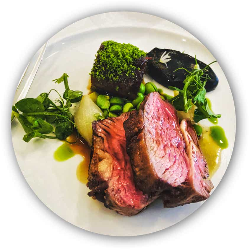 Steak with microgreens